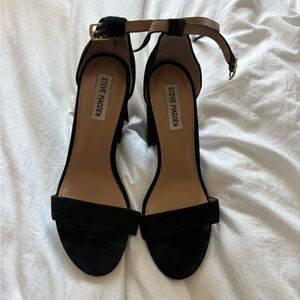 Steve Madden Black Suede Open-Toe Ankle-Strap Heels